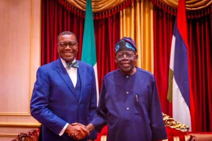 PRESIDENT BOLA AHMED TINUBU RECEIVES THE FORMER PRESIDENT OF THE AFRICAN DEVELOPMENT BANK GROUP, DR ADESINA AKINWUMI, AT THE STATE HOUSE, ABUJA.